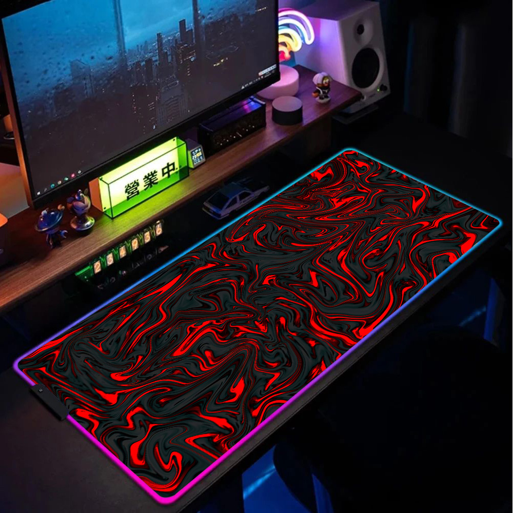 Pc Gaming Liquid - Mousepad RGB Mouse Pad Red and