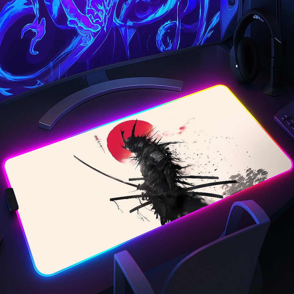 Pc Gaming White - Black white Japanese samurai crow Mouse