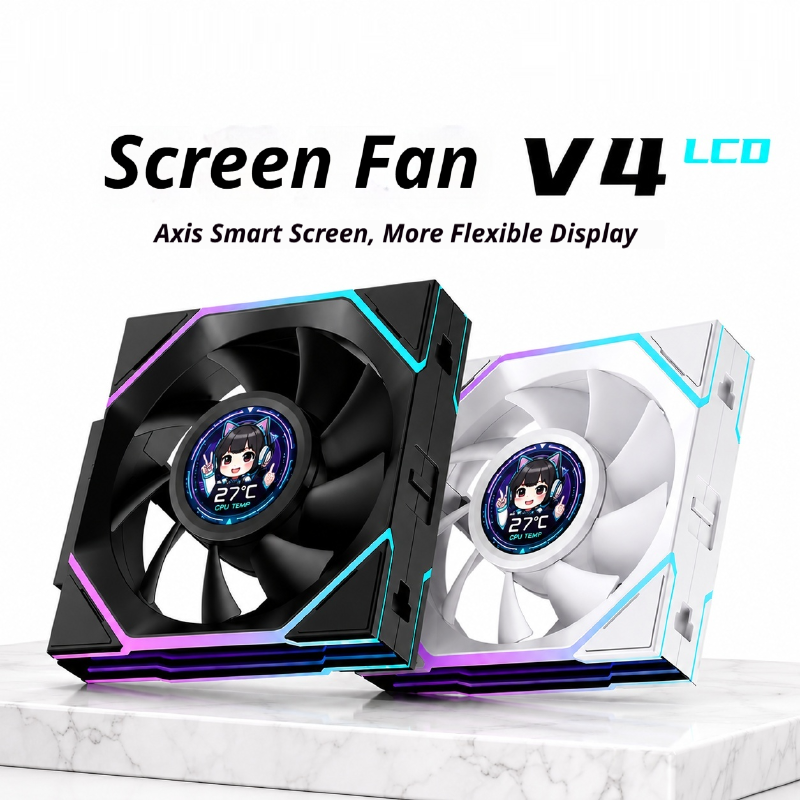 Pc Gaming White - Case Fan 12cm Reverse Blade Lcd