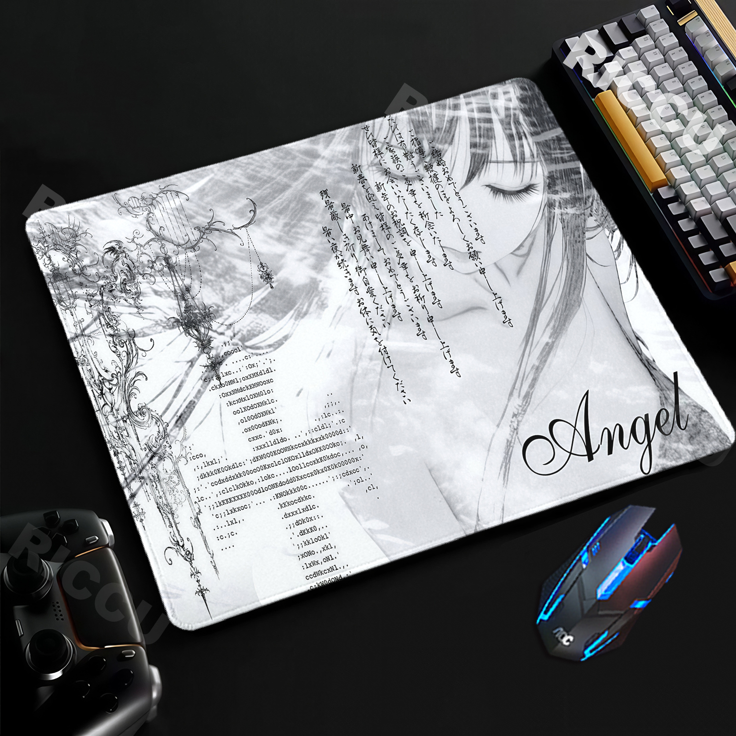 Pc Gaming White - Anime Aesthetics Black White Mouse Pad