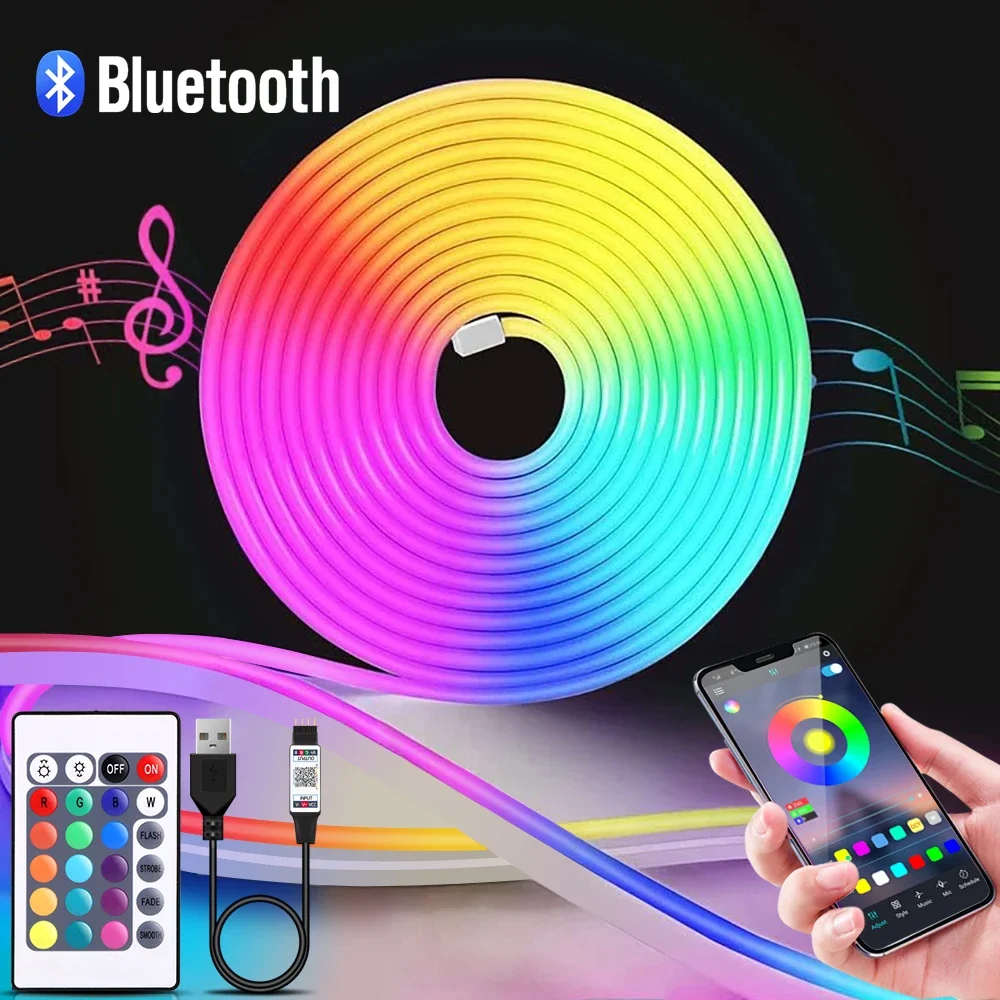 Rgb Light Strip - 1-5m RGB LED Neon Strip Light