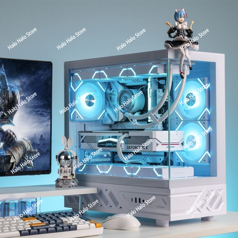 White Seaview ATX PC Case Temp - Pc Gaming Liquid ulasan dan harga