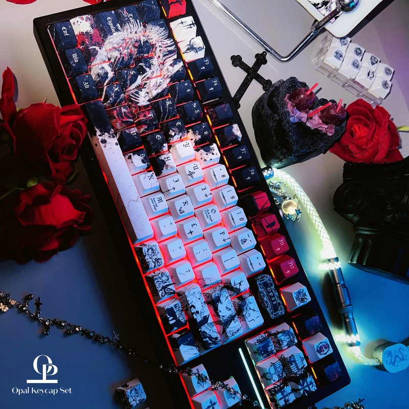 Black White Theme Keycap PBT F - Pc Gaming White ulasan dan harga