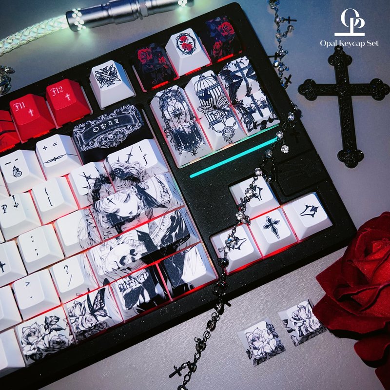 Black White Theme Keycap PBT F - Pc Gaming White ulasan dan harga