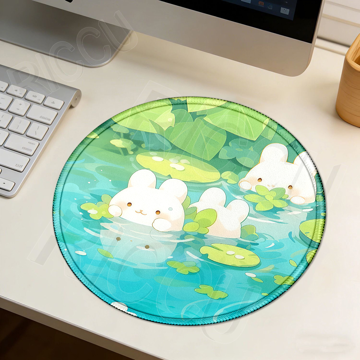 Kawaii White Rabbit Round Mous - Pc Gaming White ulasan dan harga