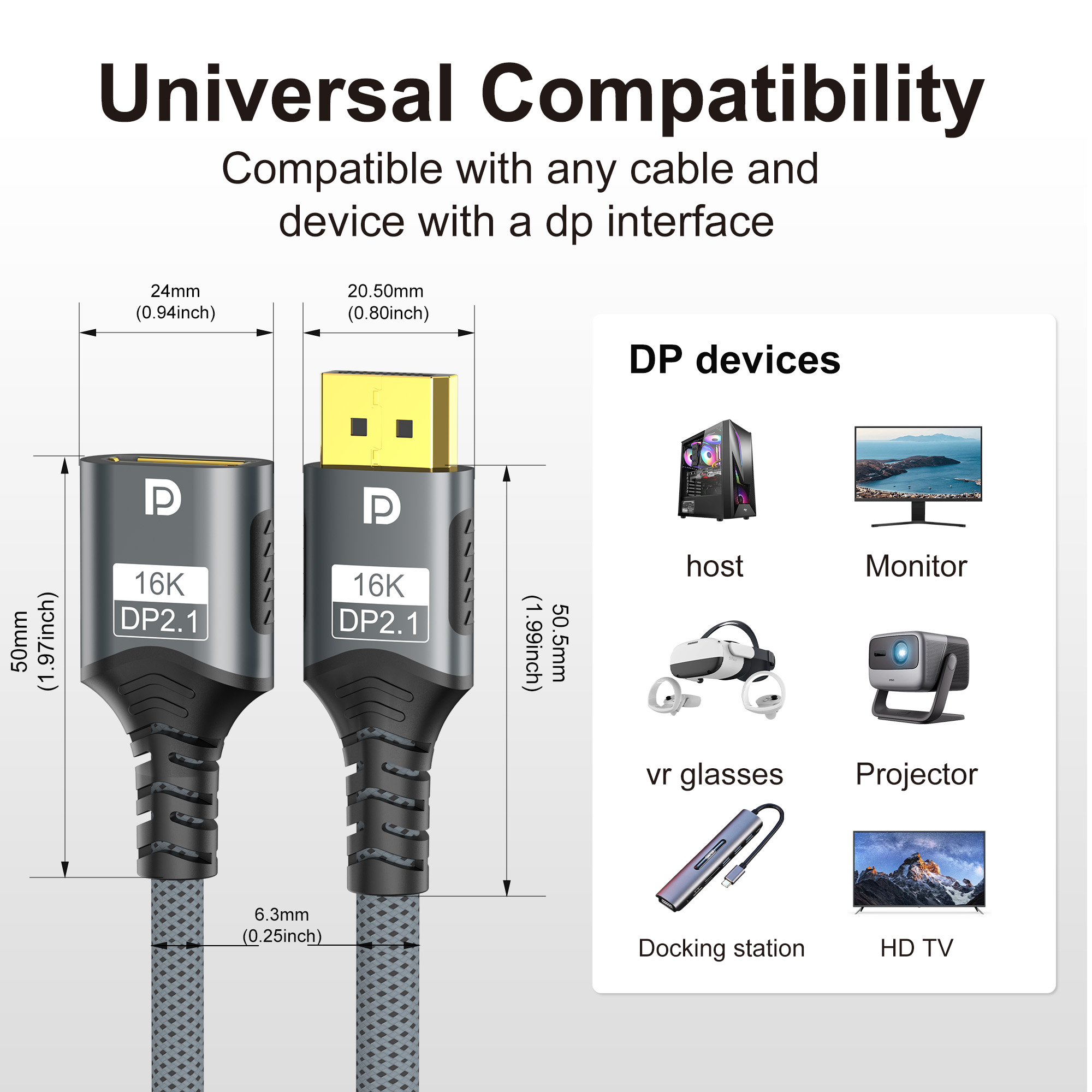 DisplayPort 2.1 Extension Cabl - High Refresh Monitor ulasan dan harga