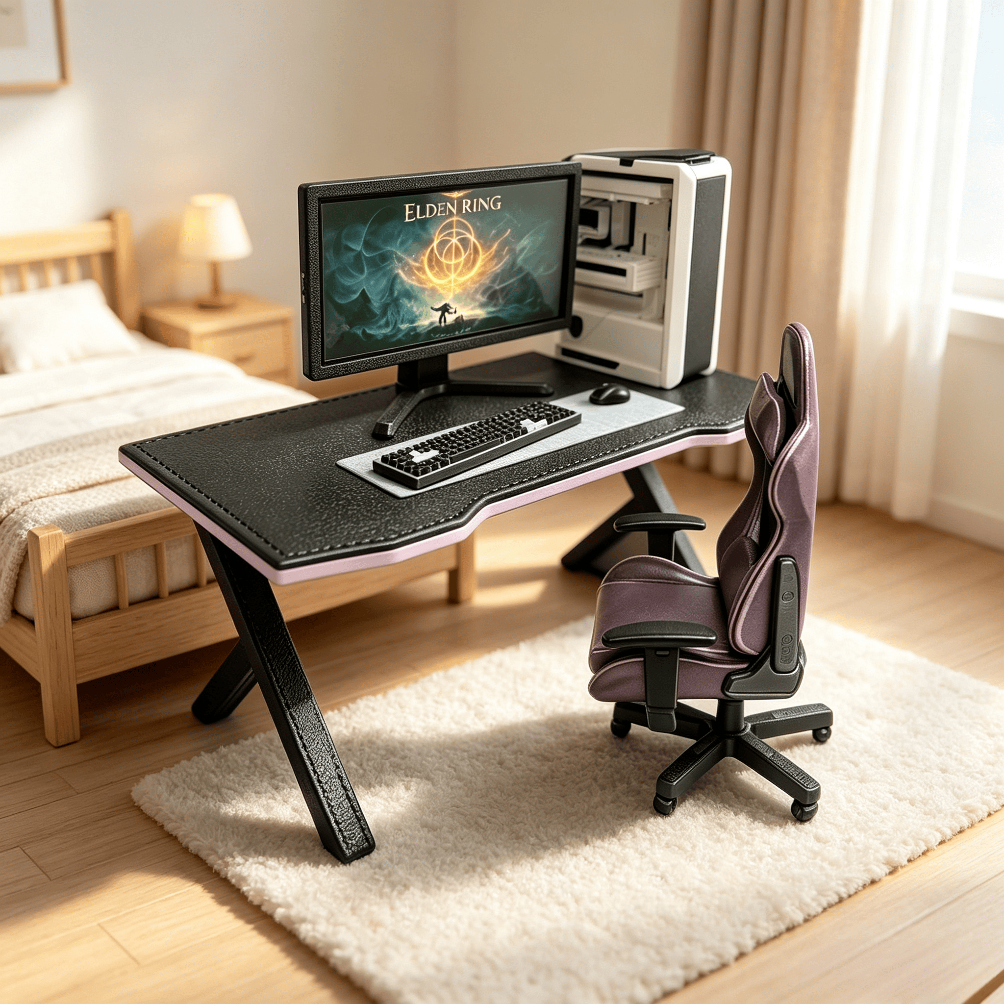 Mini Gaming Desk Set for 1/6 1 - Pc Gaming Y Monitor ulasan dan harga