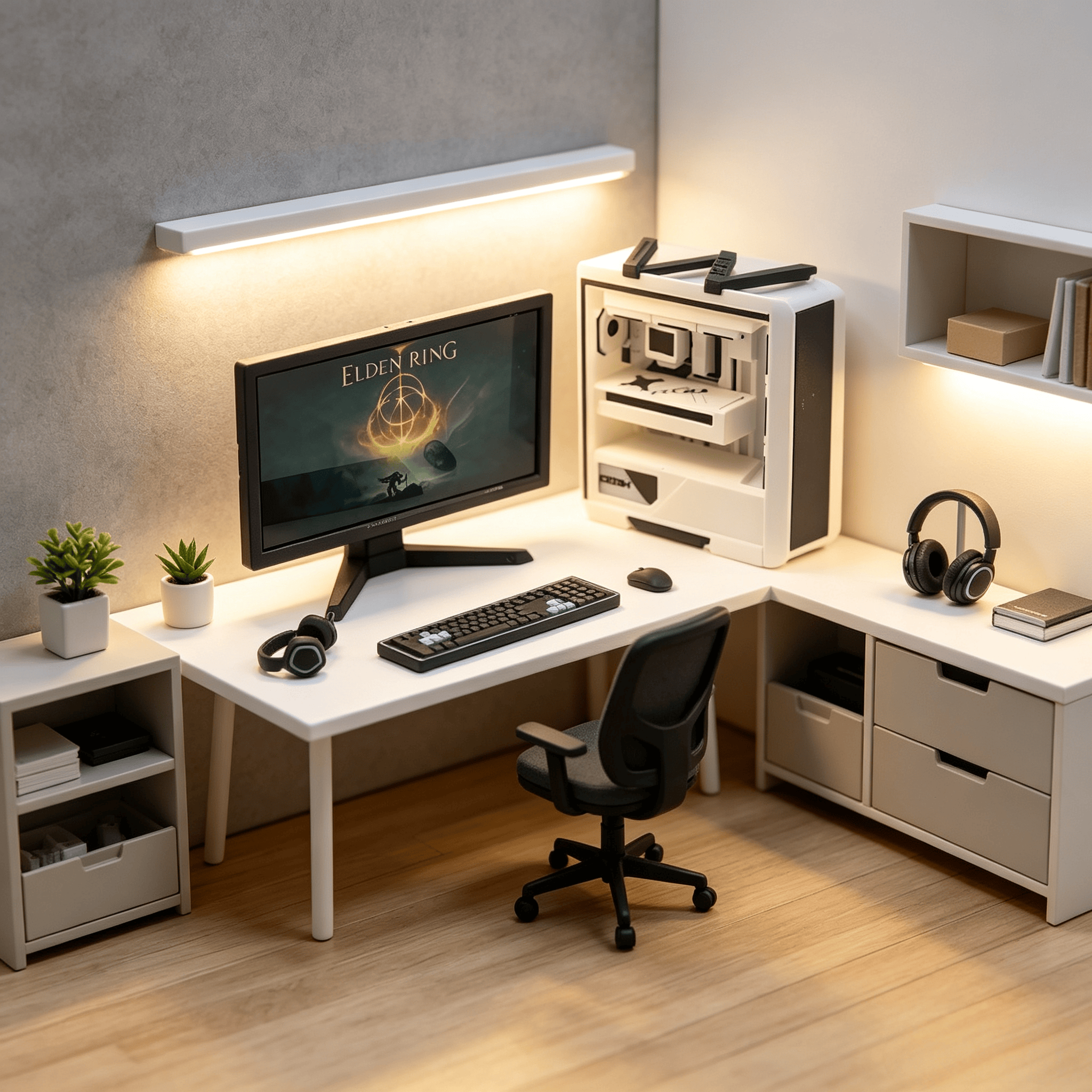 Mini Gaming Desk Set for 1/6 1 - Pc Gaming Y Monitor ulasan dan harga