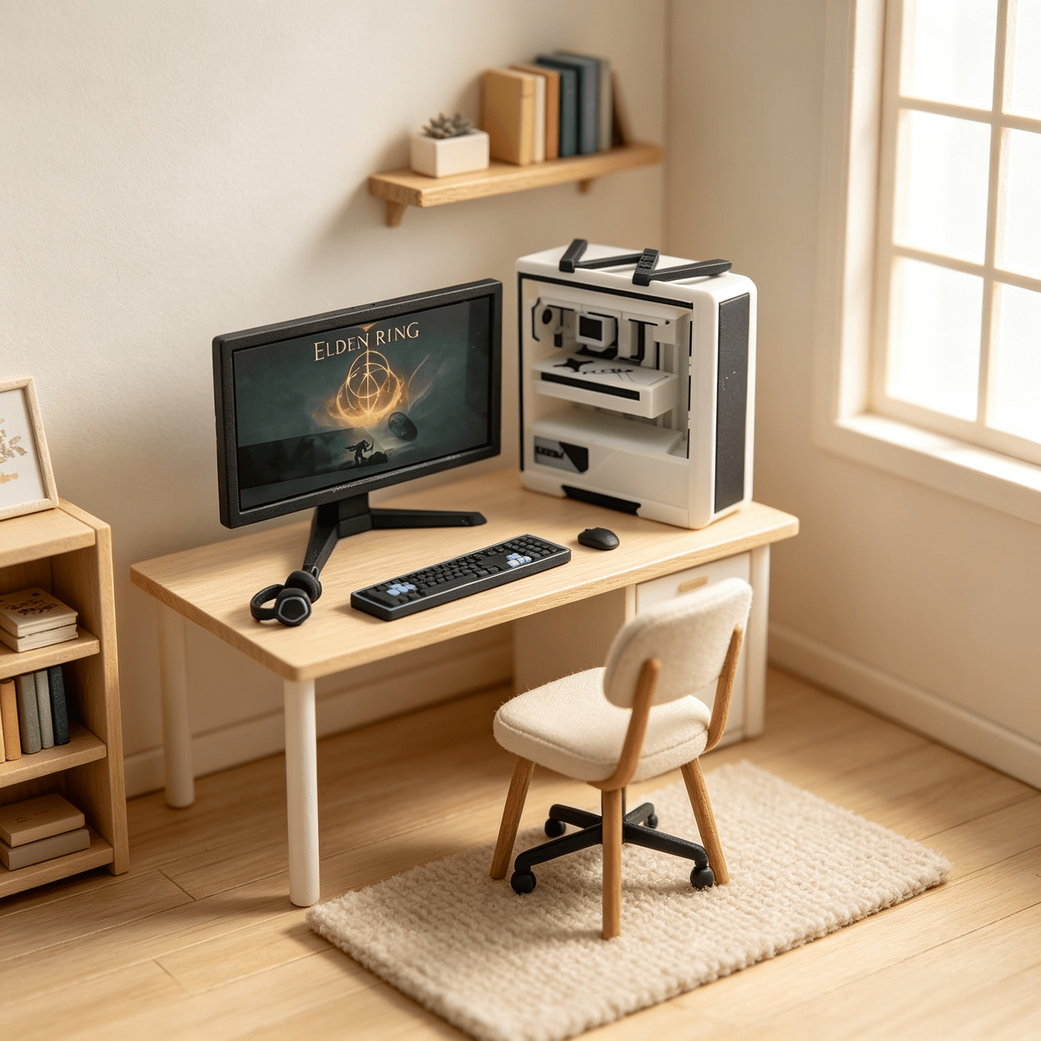 Mini Gaming Desk Set for 1/6 1 - Pc Gaming Y Monitor ulasan dan harga