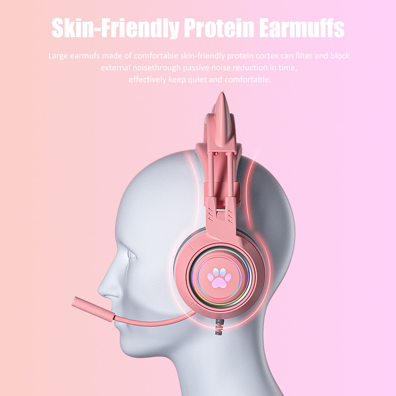 Cute Cat Ear Gaming Headphones - Pc Gaming Y Monitor ulasan dan harga