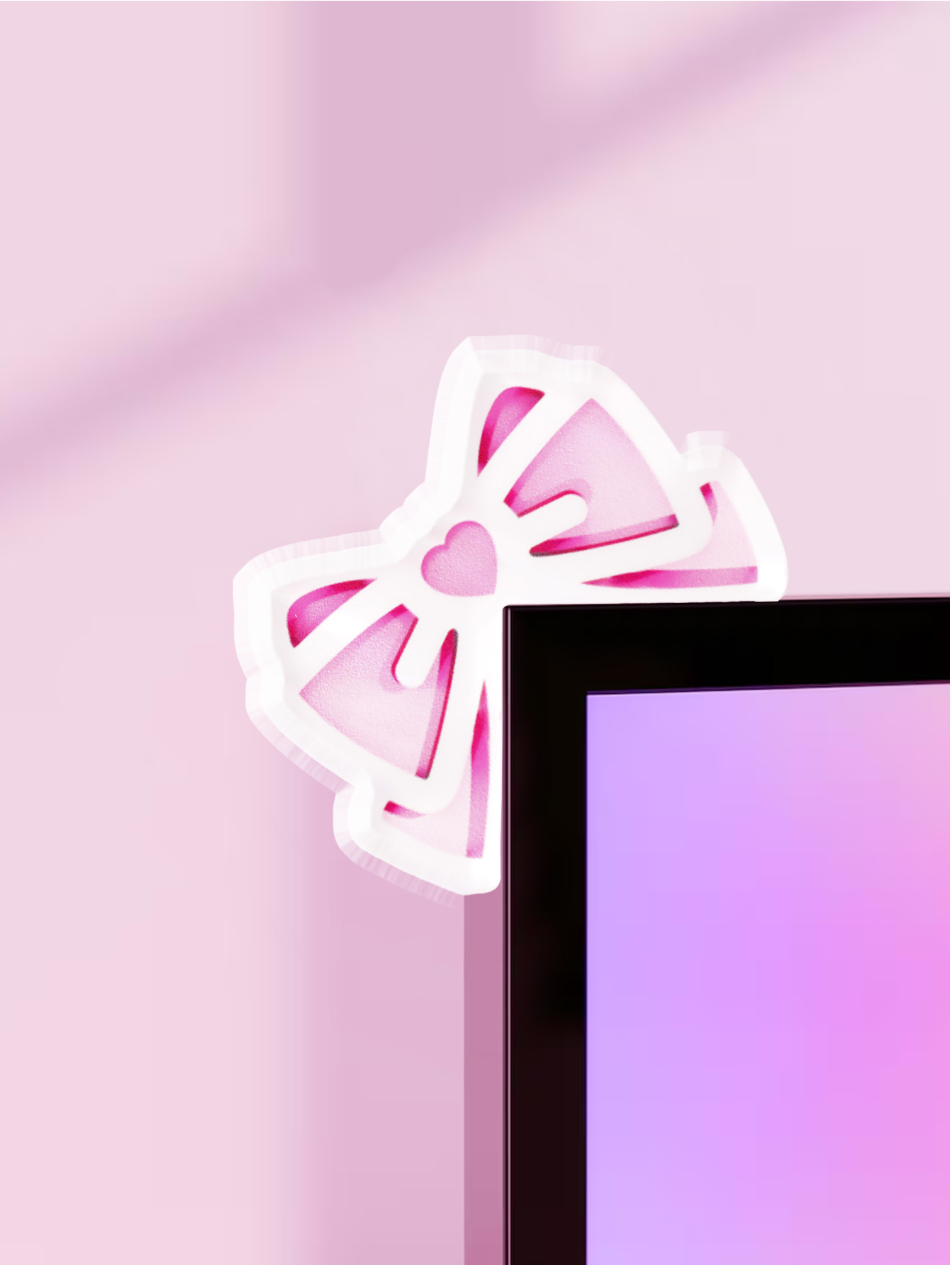 Kawaii Bow Monitor Decor Pink  - Pc Gaming Setup ulasan dan harga