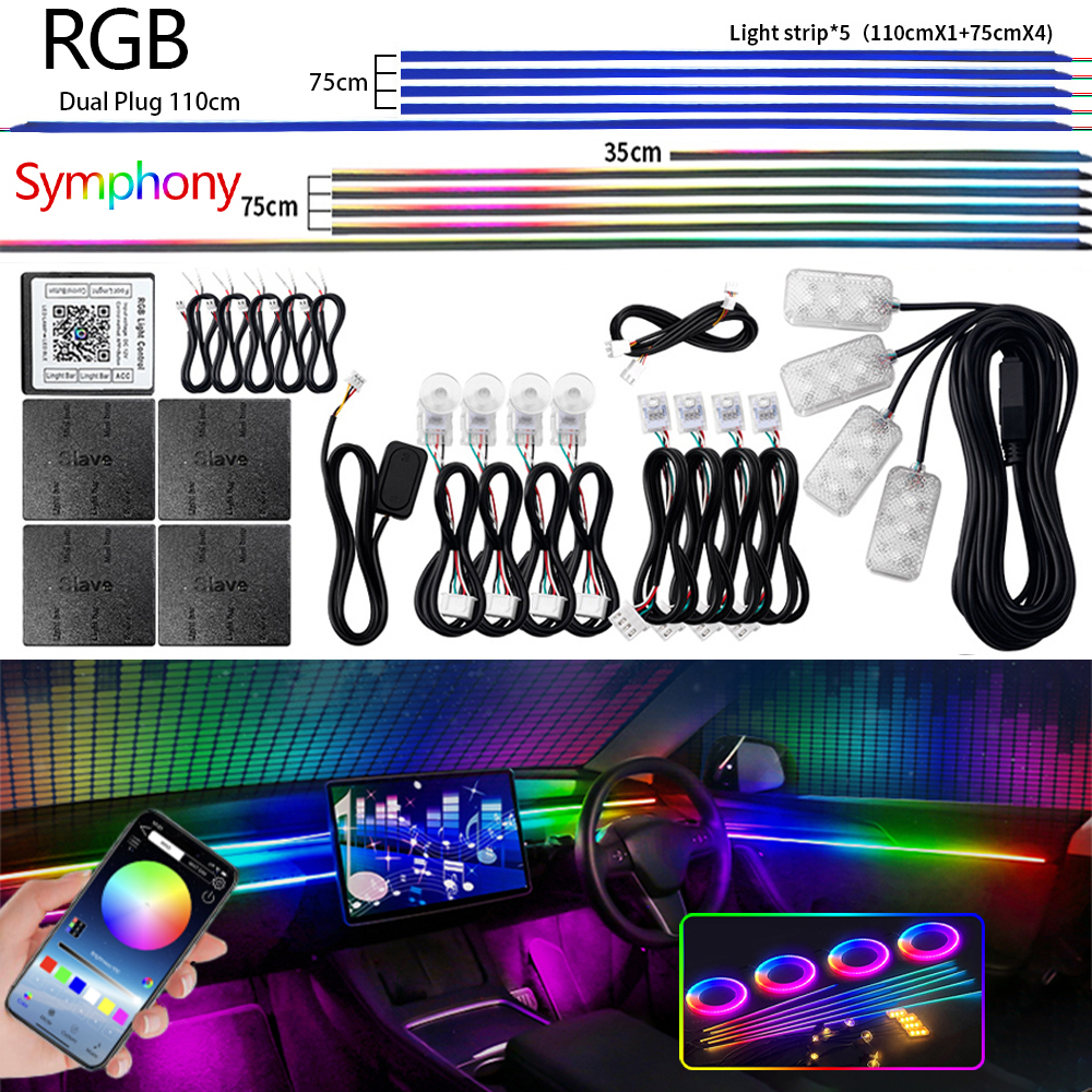 Universal Led Car Ambient Ligh - Rgb Light Strip ulasan dan harga