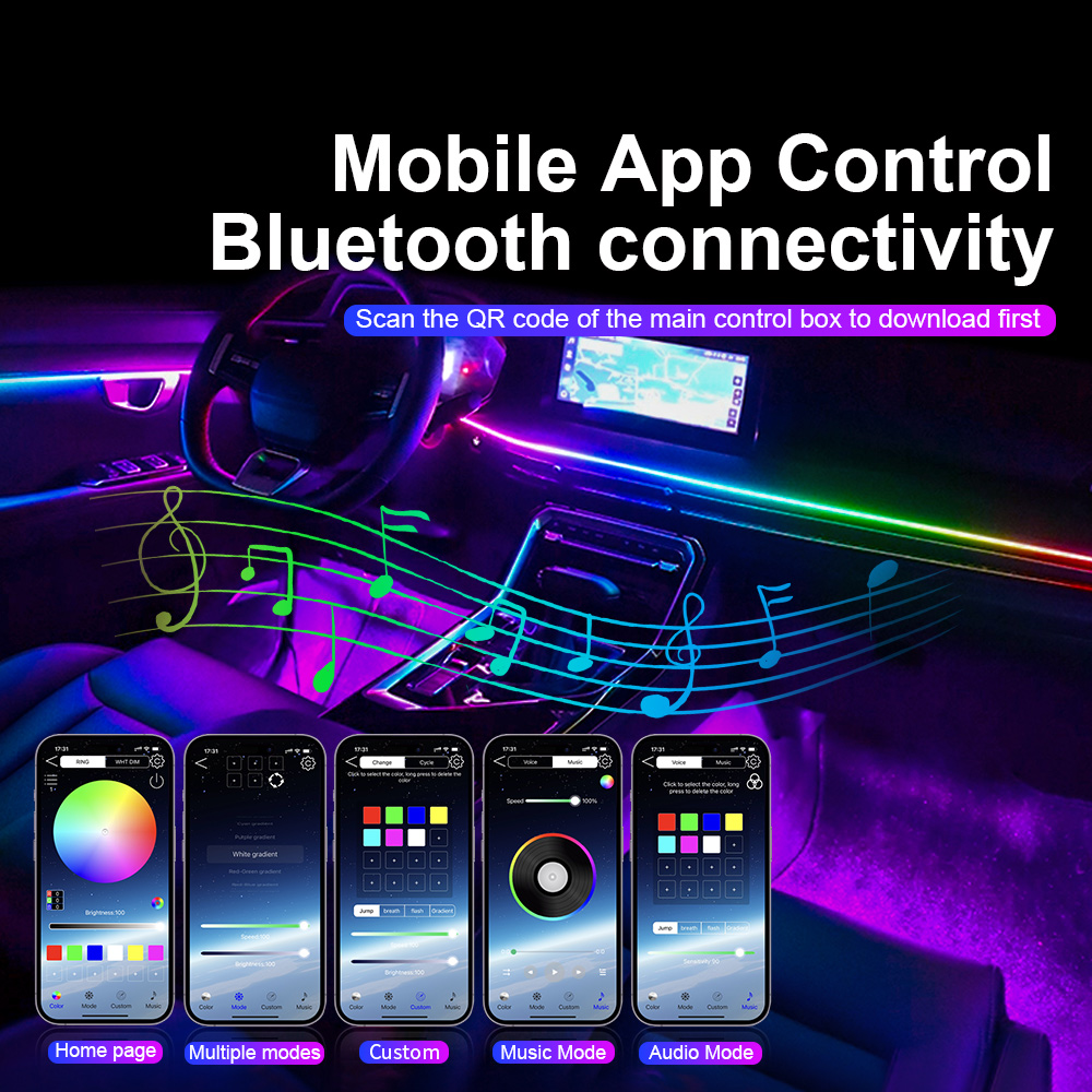 Universal Led Car Ambient Ligh - Rgb Light Strip ulasan dan harga